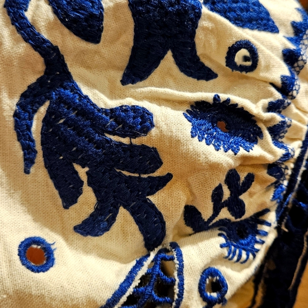Anthropologie Blue and White Flutter Sleeve Blouse - Picture 12 of 12